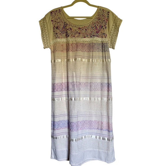 Dresses & Skirts - Vintage Mexican Pastel Embroidered Dress Bohemian
